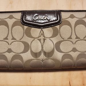 Coach Long Zip Around Wallet In Signature Canvas